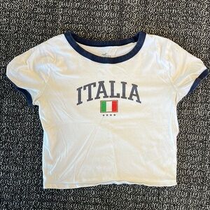 Hollister White and Blue Italia Tee Short Sleeve